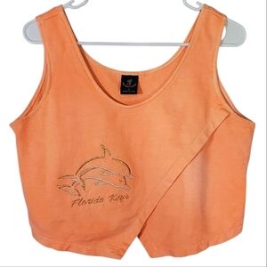 2280 * Vintage Florida Keys Dolphin Cropped Tank Peach Orange Size M